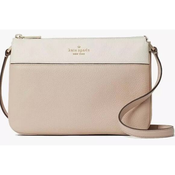 NWT KATE SPADE Leila Colorblock Triple Gusset Crossbody Pebbled Leather NWT $279 - Picture 1 of 14